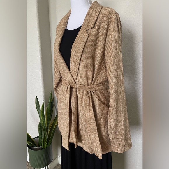 NWT - Crescent Women's Tweed Tan Office Blazer - Picture 3 of 16
